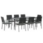 vidaXL Juego comedor jardín 9 piezas y cojines ratán sintético y acero vidaXL Juego comedor jardín 9 piezas y cojines ratán sintético y acero