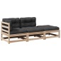vidaXL Set de sofás de jardín 3 pzas con cojines madera maciza de pino vidaXL Set de sofás de jardín 3 pzas con cojines madera maciza de pino