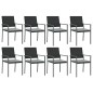 vidaXL Juego comedor jardín 9 piezas y cojines ratán sintético y acero vidaXL Juego comedor jardín 9 piezas y cojines ratán sintético y acero