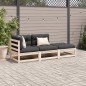 vidaXL Set de sofás de jardín 3 pzas con cojines madera maciza de pino vidaXL Set de sofás de jardín 3 pzas con cojines madera maciza de pino
