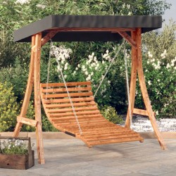 vidaXL Tumbona columpio con toldo madera maciza abeto acabado de teca