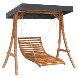 vidaXL Tumbona columpio con toldo madera maciza abeto acabado de teca
