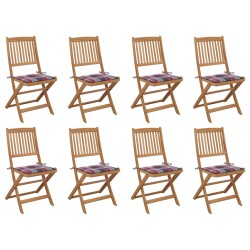 vidaXL Sillas de jardín plegables 8 uds y cojines madera maciza acacia