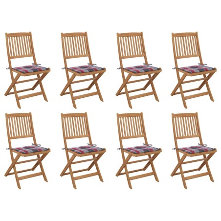 vidaXL Sillas de jardín plegables 8 uds y cojines madera maciza acacia