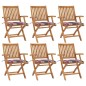 vidaXL Sillas de jardín plegables 6 uds madera maciza teca con cojines
