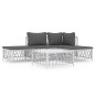 vidaXL Juego de muebles de jardín 5 piezas y cojines acero blanco vidaXL Juego de muebles de jardín 5 piezas y cojines acero blanco