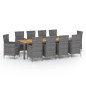 vidaXL Set de comedor de jardín 11 pzas y cojines ratán sintético gris vidaXL Set de comedor de jardín 11 pzas y cojines ratán sintético gris