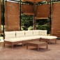 vidaXL Muebles de jardín 6 pzas y cojines madera de pino marrón miel vidaXL Muebles de jardín 6 pzas y cojines madera de pino marrón miel