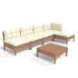 vidaXL Muebles de jardín 6 pzas y cojines madera de pino marrón miel vidaXL Muebles de jardín 6 pzas y cojines madera de pino marrón miel