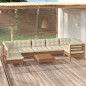 vidaXL Muebles de jardín 8 pzas y cojines madera de pino marrón miel vidaXL Muebles de jardín 8 pzas y cojines madera de pino marrón miel