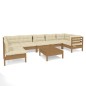 vidaXL Muebles de jardín 8 pzas y cojines madera de pino marrón miel vidaXL Muebles de jardín 8 pzas y cojines madera de pino marrón miel
