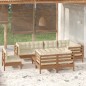 vidaXL Muebles de jardín 9 pzas y cojines madera de pino marrón miel vidaXL Muebles de jardín 9 pzas y cojines madera de pino marrón miel