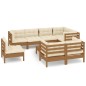 vidaXL Muebles de jardín 9 pzas y cojines madera de pino marrón miel vidaXL Muebles de jardín 9 pzas y cojines madera de pino marrón miel