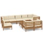 vidaXL Muebles de jardín 10 pzas y cojines madera de pino marrón miel vidaXL Muebles de jardín 10 pzas y cojines madera de pino marrón miel