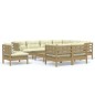 vidaXL Muebles de jardín 10 pzas y cojines madera de pino marrón miel vidaXL Muebles de jardín 10 pzas y cojines madera de pino marrón miel