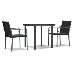 vidaXL Juego comedor jardín 3 piezas y cojines ratán sintético y acero