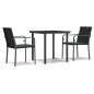 vidaXL Juego comedor jardín 3 piezas y cojines ratán sintético y acero vidaXL Juego comedor jardín 3 piezas y cojines ratán sintético y acero