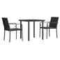 vidaXL Juego comedor jardín 3 piezas y cojines ratán sintético y acero vidaXL Juego comedor jardín 3 piezas y cojines ratán sintético y acero