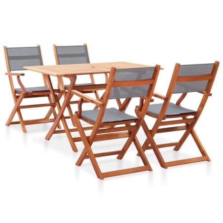 vidaXL Set de comedor para jardín 5 pzas madera maciza eucalipto gris