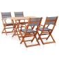 vidaXL Set de comedor para jardín 5 pzas madera maciza eucalipto gris