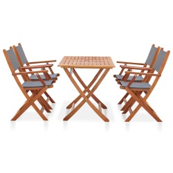vidaXL Set de comedor para jardín 5 pzas madera maciza eucalipto gris