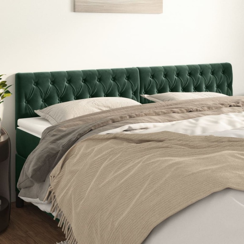 vidaXL Cabeceros 2 unidades de terciopelo verde oscuro 90x7x78/88 cm vidaXL Cabeceros 2 unidades de terciopelo verde oscuro 90x7x78/88 cm