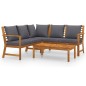vidaXL Muebles de jardín 4 pzas cojines crema madera maciza de acacia vidaXL Muebles de jardín 4 pzas cojines crema madera maciza de acacia