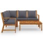 vidaXL Muebles de jardín 4 pzas cojines crema madera maciza de acacia vidaXL Muebles de jardín 4 pzas cojines crema madera maciza de acacia
