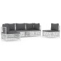 vidaXL Juego de muebles de jardín 5 piezas y cojines acero blanco