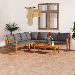 vidaXL Juego de muebles jardín 6 pzas con cojines madera maciza acacia