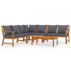 vidaXL Juego de muebles jardín 6 pzas con cojines madera maciza acacia