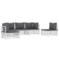 vidaXL Juego de muebles de jardín 5 piezas y cojines acero blanco