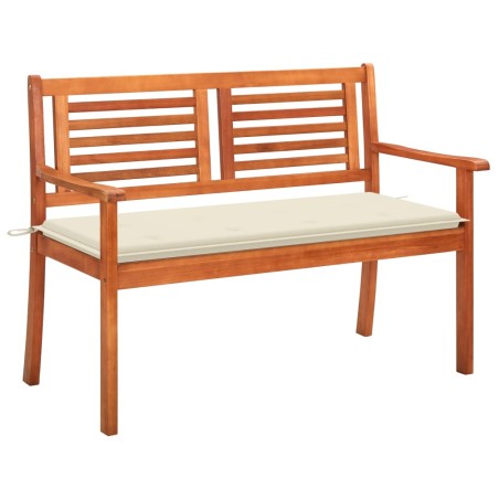 vidaXL Banco de jardín 2 plazas madera maciza eucalipto y cojín 120 cm