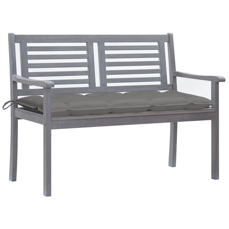vidaXL Banco de jardín 2 plazas madera eucalipto gris y cojín 120 cm vidaXL Banco de jardín 2 plazas madera eucalipto gris y cojín 120 cm