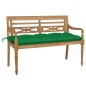 vidaXL Banco Batavia de teca maciza con cojín verde 120 cm vidaXL Banco Batavia de teca maciza con cojín verde 120 cm