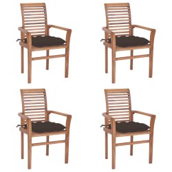 vidaXL Sillas de comedor 4 uds madera de teca con cojines gris taupe