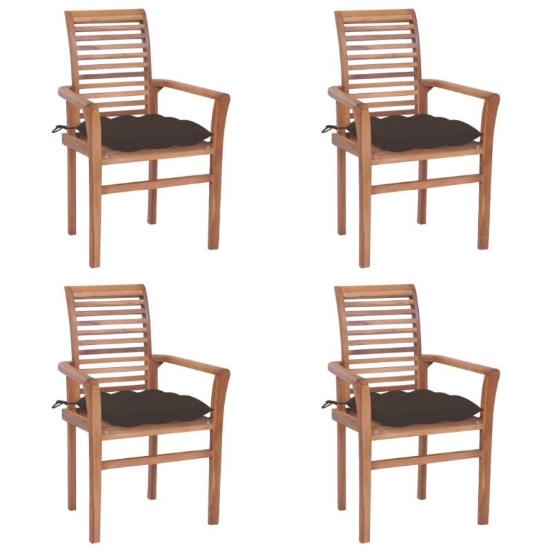 vidaXL Sillas de comedor 4 uds madera de teca con cojines gris taupe vidaXL Sillas de comedor 4 uds madera de teca con cojines gris taupe