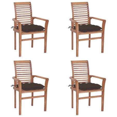 vidaXL Sillas de comedor 4 uds madera de teca con cojines gris taupe