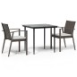 vidaXL Juego comedor jardín 3 piezas y cojines ratán sintético y acero vidaXL Juego comedor jardín 3 piezas y cojines ratán sintético y acero