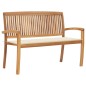 vidaXL Banco de jardín apilable y cojín madera maciza de teca 128,5 cm vidaXL Banco de jardín apilable y cojín madera maciza de teca 128,5 cm