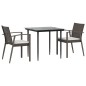 vidaXL Juego comedor jardín 3 piezas y cojines ratán sintético y acero vidaXL Juego comedor jardín 3 piezas y cojines ratán sintético y acero