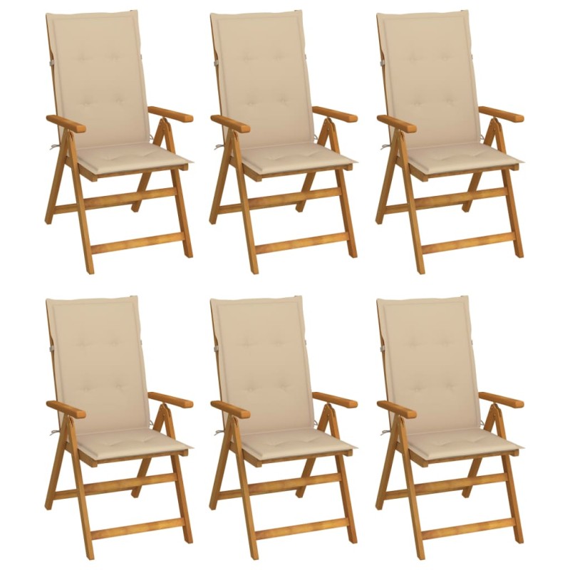 vidaXL Sillas de jardín plegables 6 uds y cojines madera maciza acacia vidaXL Sillas de jardín plegables 6 uds y cojines madera maciza acacia