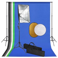 vidaXL Kit de estudio fotográfico con luces softbox fondo y reflector