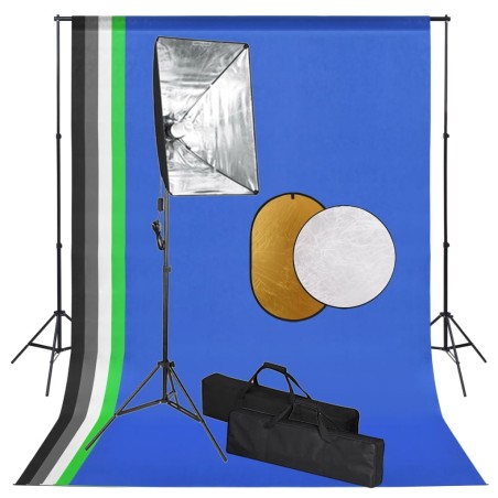 vidaXL Kit de estudio fotográfico con luces softbox fondo y reflector