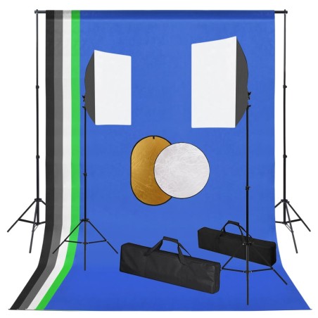 vidaXL Kit de estudio fotográfico con luces, fondo y reflector