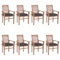 vidaXL Sillas de comedor 8 uds teca maciza con cojines gris antracita vidaXL Sillas de comedor 8 uds teca maciza con cojines gris antracita