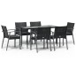 vidaXL Juego comedor jardín 7 piezas y cojines ratán sintético y acero vidaXL Juego comedor jardín 7 piezas y cojines ratán sintético y acero