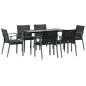 vidaXL Juego comedor jardín 7 piezas y cojines ratán sintético y acero vidaXL Juego comedor jardín 7 piezas y cojines ratán sintético y acero