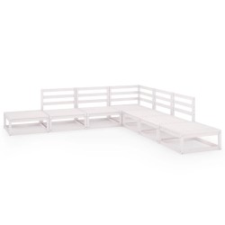 vidaXL Set de salón de jardín de 7 piezas blanco madera maciza de pino