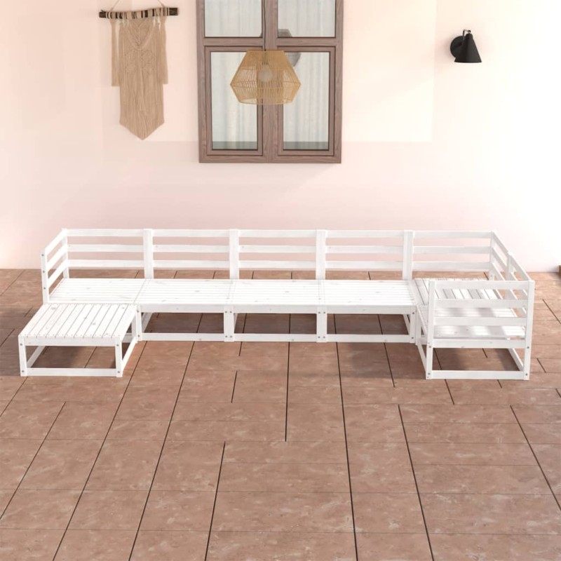 vidaXL Set de salón de jardín de 7 piezas blanco madera maciza de pino vidaXL Set de salón de jardín de 7 piezas blanco madera maciza de pino